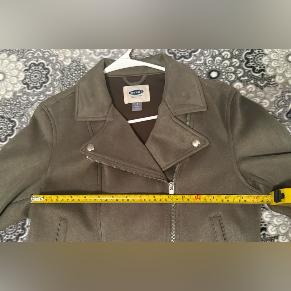 Old Navy Olive Green Faux Suede Moto Jacket – Small Petite - Picture 11 of 12